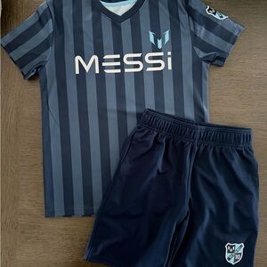 Messi youth Striped Blue Soccer Jersey Set